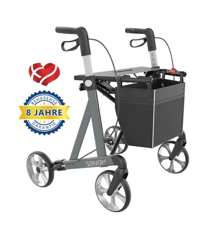 Rollator SERVER HD Standard mit Stockhalter und Tasche anthrazit