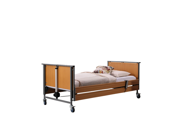 Pflegebett Ecofit S 90 mit Seitengitter 90 x 200 cm, Buche