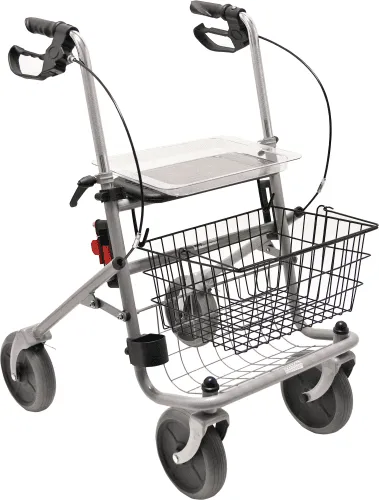 Rollator Cristallo PD-Bremse, anatomische Handgriffe, TPR-Bereifung, silber-metallic