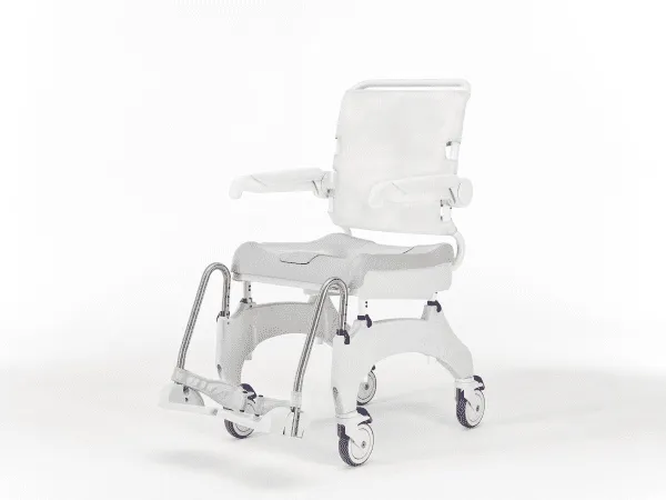 Dusch- und Toilettenrollstuhl AQUATEC OCEAN Ergo mit Topf und Halter weiß-grau