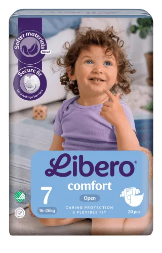 Kinderwindel Libero Comfort XL Plus Gr.7, 16-26 kg (1 Karton: 6 x 20 Stück)