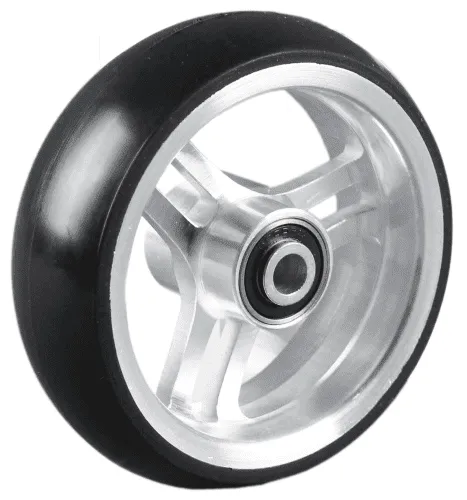 Rad mit 6-Speichen-Alu-Felge silber, Vollgummi 100x32 schwarz,NL36