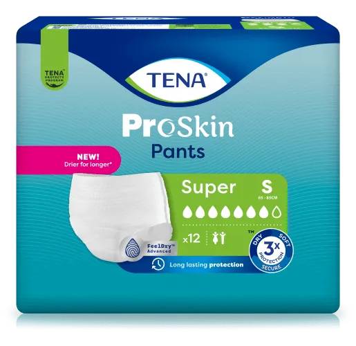 TENA Pants PROskin Super S, Hüfte 65-85 cm (1 Karton: 4 x 12 Stück)