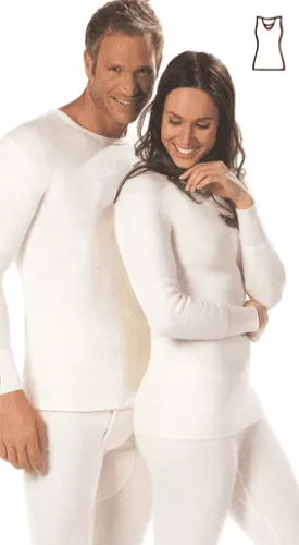 Wärmewäsche Classic Damen-Hemd, ohne Arm 50% Angora mit Spitze natur