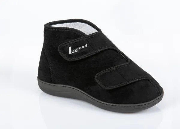 Verbandschuhe Liromed schwarz Velours, hoch, klett, 40°C waschbar (Paar)