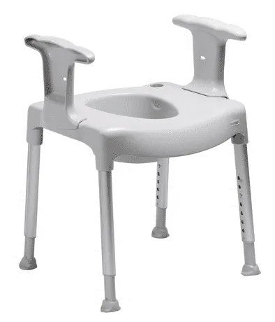 Toilettenstützgestell Swift mit Armlehnen und Spritzschutz Sitzhöhe 42-57 cm