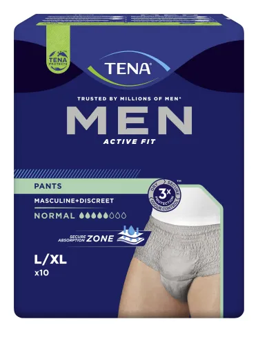 Inkontinenzunterwäsche TENA Men Active Fit Pants Normal Größe L/XL (1 Karton: 4 x 10 Stück)