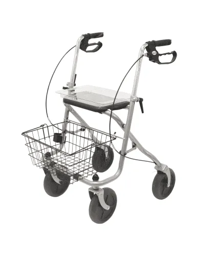 Rollator MIGO 2G 190/50 mit Stockhhalter, Tablett, Korb, PU, silber