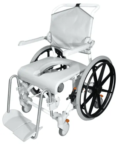 Dusch- und Toilettenrollstuhl Swift Mobil 24"-2 mit Eimerhalter, grau