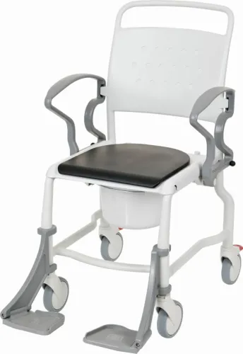 Toilettenrollstuhl Bonn, grau, inkl. Toiletteneimer, max. 130 kg