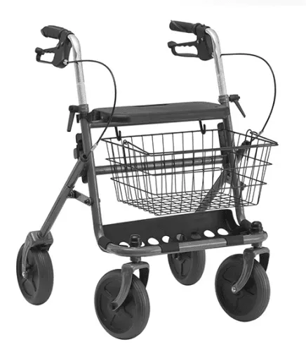 Rollator FAKTO+ mit Tablett, Korb, Stockhalter, mangan grey metallic