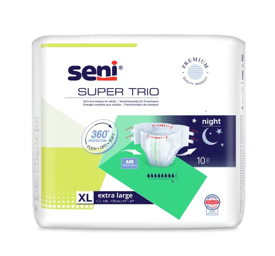 Inkontinenzhosen Super Seni Trio Extra Large, Hüfte 130 bis 170 cm (1 Karton: 6 x 10 Stück)