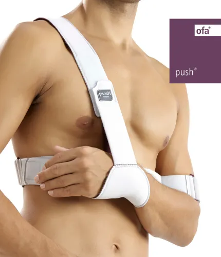 Schulterfixationsbandage Push med grau-aubergine