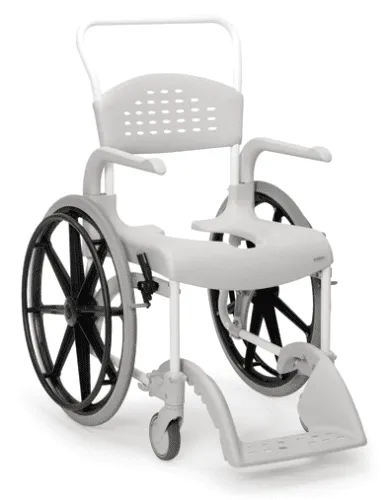 Dusch- und Toilettenrollstuhl Clean 24" Räder, Sitzhöhe 55 cm, weiß
