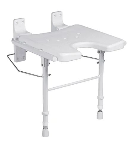 Duschklappsitz 9404-A höhenverstellbar mit Hygieneausschnitt ohne Pad weiß