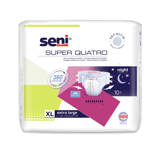 Inkontinenzhosen Super Seni Quatro Extra Large, Hüfte 130-170 cm (1 Karton: 6 x 10 Stück)