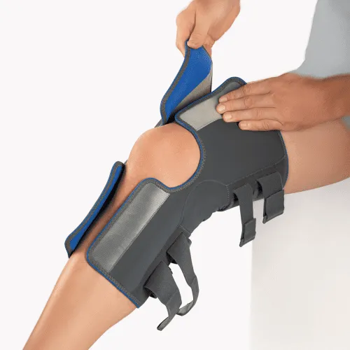Bort Kniebandage StabiloPro offene Form mit Gelenk, grau