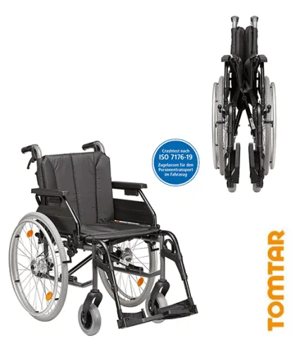 Leichtgewichtrollstuhl Tomtar MR-LG mit Trommelbremse, Kombiarmlehne, PU mangan grey metallic