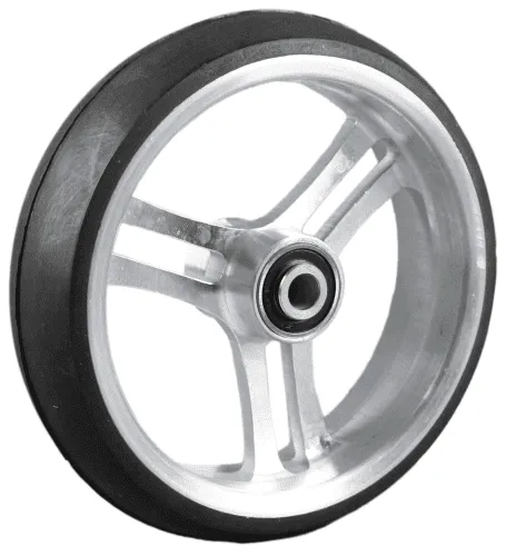 Rad mit 6-Speichen-Alu-Felge silber, Vollgummi 125x32 schwarz,NL36